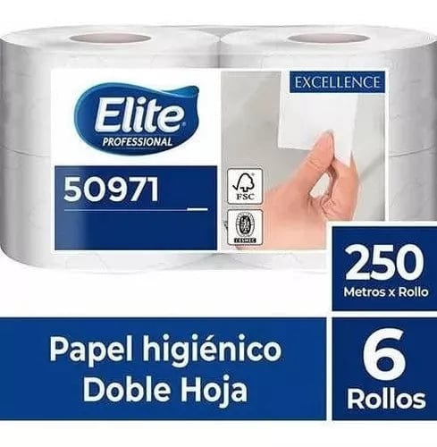 Papelería Papel Higienico Hoja Doble 250 mts. Elite - Pack 6 un PAPELH250DE53*