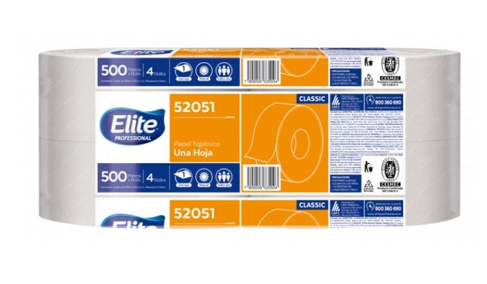 Papelería Papel Higiénico Industrial 500 mts. Elite Ecologico - Pack 4 un. PAPELH500ECO53*