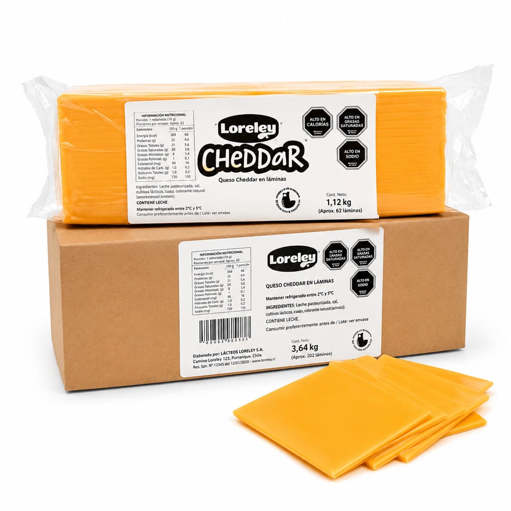 Alimentos Queso Cheddar Laminado Tonadita - Caja de 3,84 kg Queso Cheddar Laminado Tonadita - Caja de 3,84 kg CHEEDARL