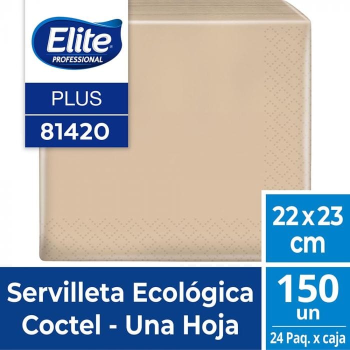Papelería Servilleta Coctel Ecológica 24 x 24 cm - Caja 3.600 un. SERVCOCKTAILECOE39*