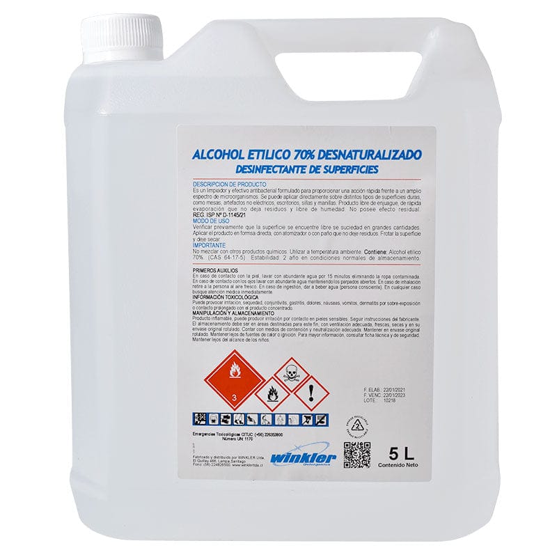 Químico Alcohol Etilico Desnaturalizado - Bidón 5 lts. ALCO544*