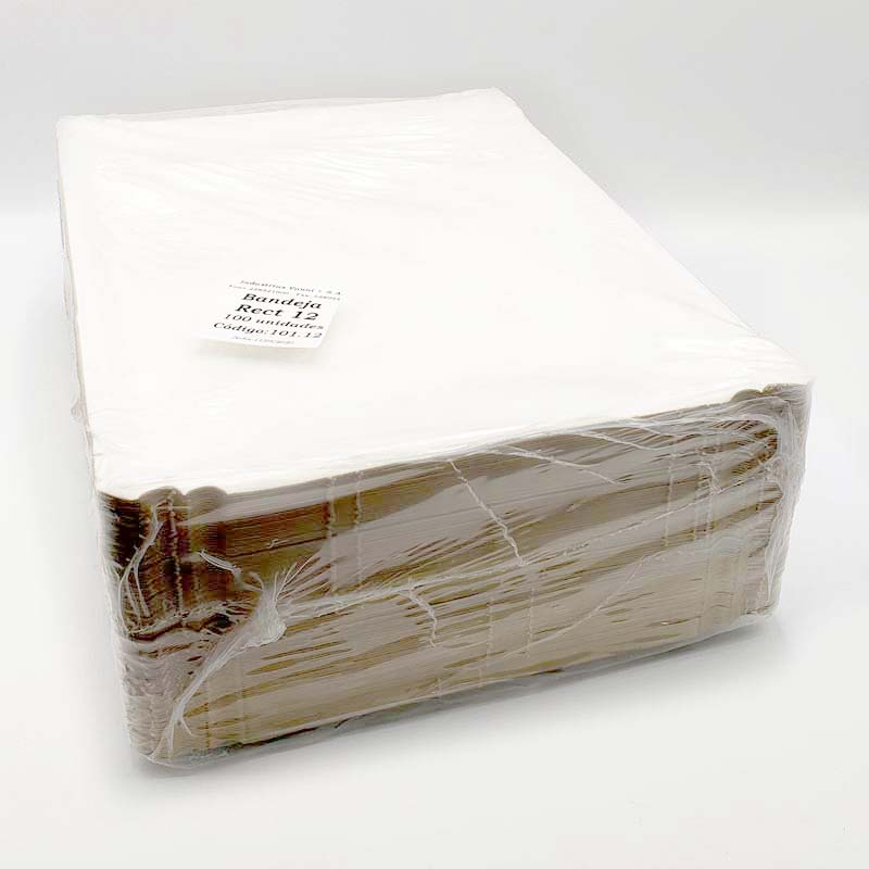 Envase Bandeja Rectangular Cartón N°12 - Pack 100 und BREC1220*