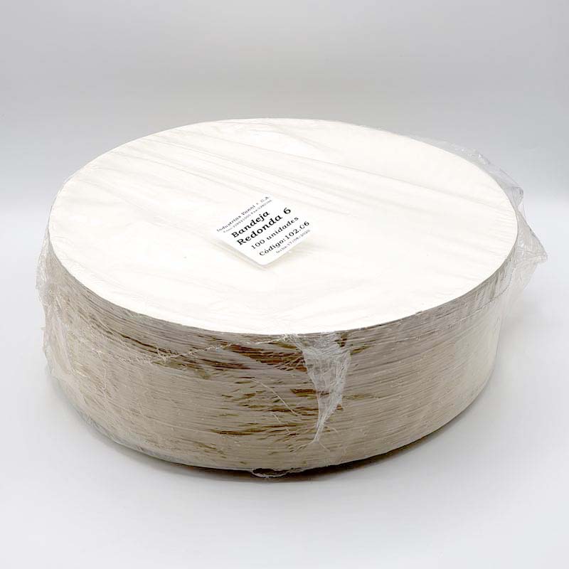 Envase Bandeja Redonda Cartón N° 6 - Pack 100 und BRED620*