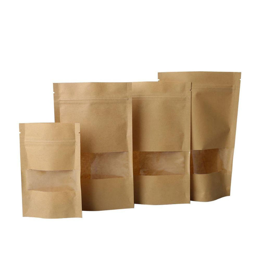 Bolsa Bolsa Kraft Ziploc con Ventana Mediana - Caja 500 und Caja 500 und BOLSAKZIMED04*