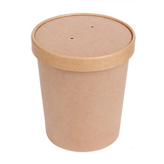Envase Pote y Tapa Polipapel Kraft 1000 cc ( 32 oz ) Sopa - Caja 500 un POTEPOLIPA1000KSCT*