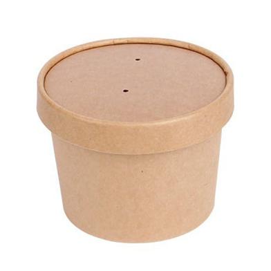 Envase Pote Y Tapa Polipapel Kraft 360 cc ( 12 oz ) Sopa - Caja 500 un POTEPOLIPA360KSCT*