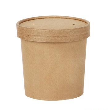 Envase Pote Y Tapa Polipapel Kraft 360 cc ( 12 oz ) Sopa - Caja 500 un POTEPOLIPA360KSCT*