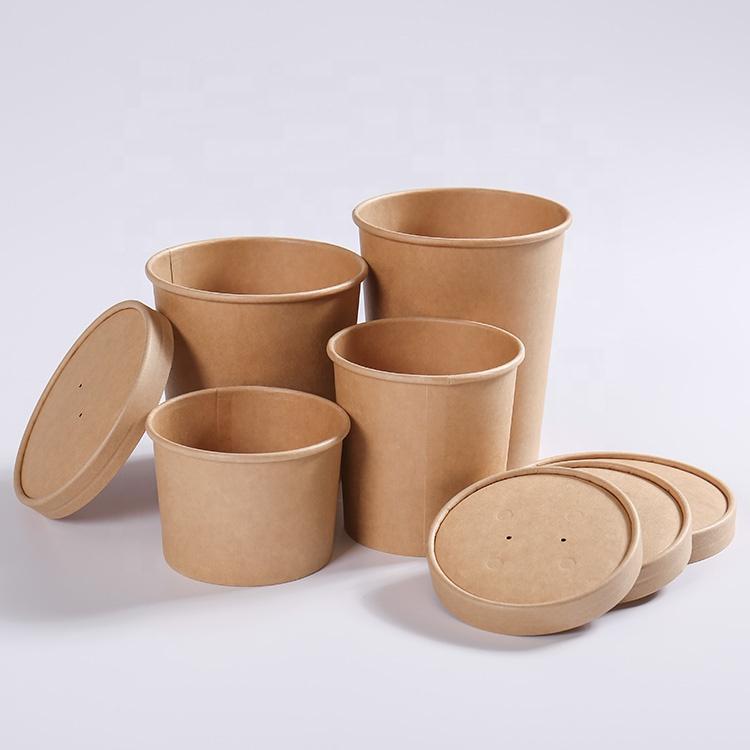 Envase Pote y Tapa Polipapel Kraft 500 cc ( 16 oz ) Sopa - Caja 500 un POTEPOLIPA500KSCT*