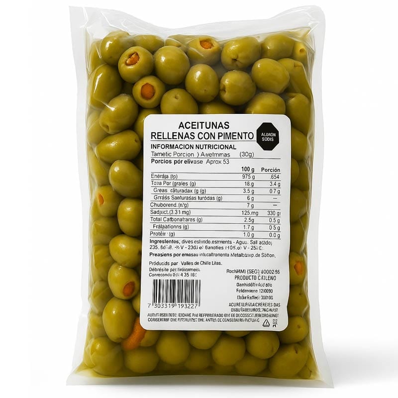 Alimentos Aceituna Verde Rellena con Pimiento - 1 Kilo Aceituna Verde Rellena con Pimiento - 1 Kilo ACEITUNAVP
