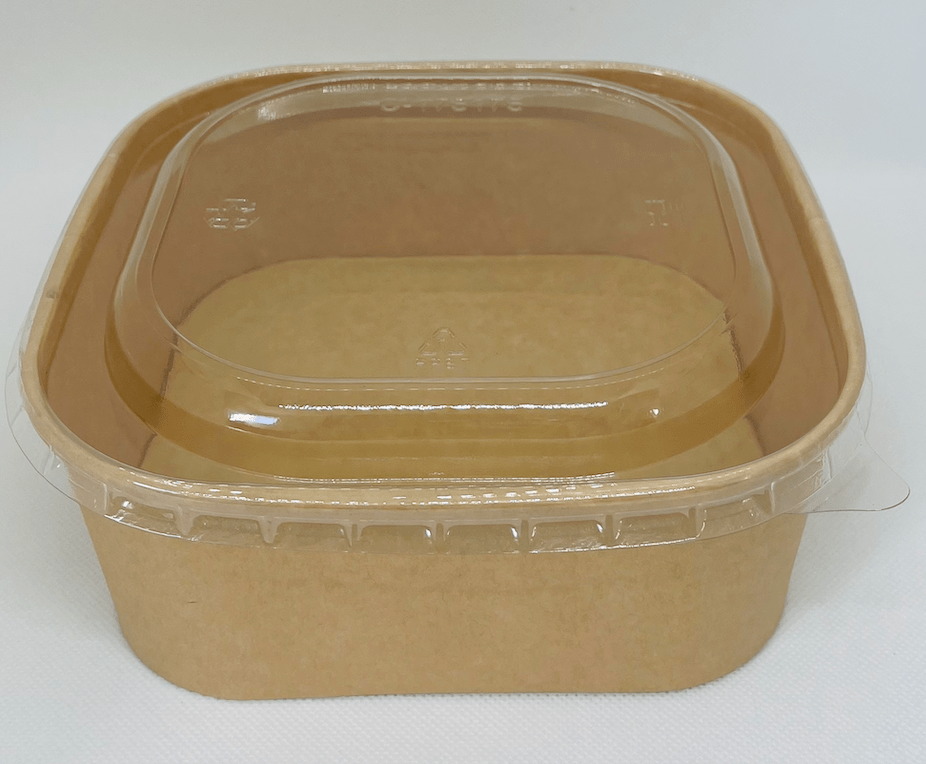 Bowl Bowl Cuadrado Kraft c/ tapa Pet 1300cc 300 u BOWLKCUA1300