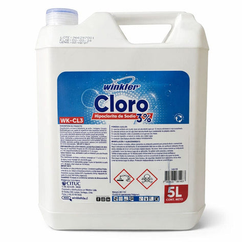 Químico Cloro al 3% Winkler - Bidón 5 lts. Cloro al 3% Winkler - Bidón 5 lts. CLORO544*