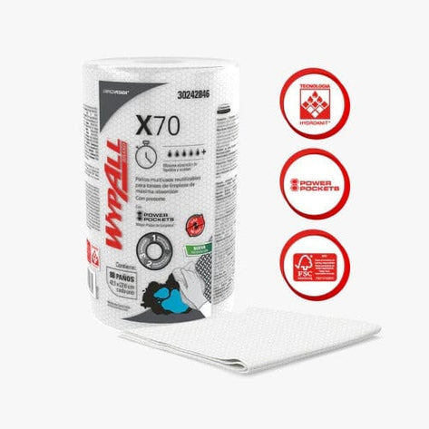 Papelería Paño Wypall  X-70  Regular Limpieza Pesada (6x88 PAÑOS )