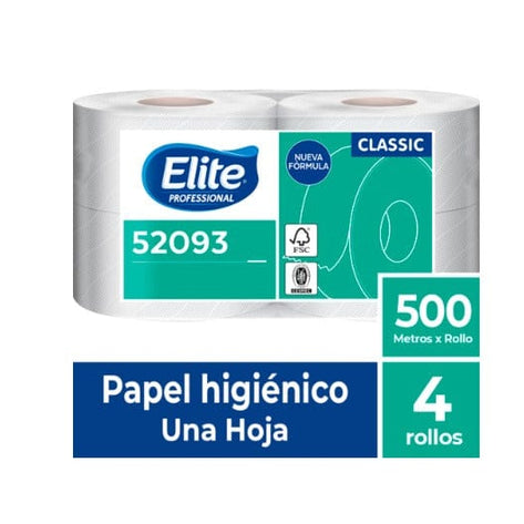 Papelería Papel Higiénico Industrial 500 mts. Elite Una Hoja - Pack 4 un. PAPELH500E53*