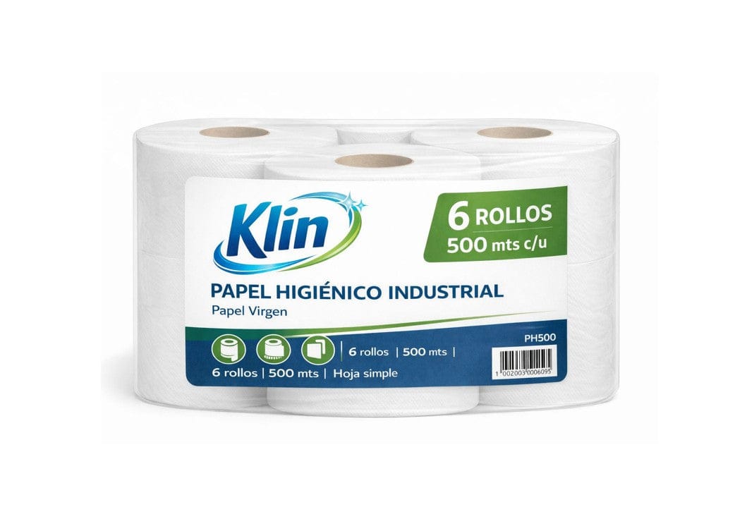 Papelería Papel Higiénico Industrial Klin Hoja simple 500 mts. (1x6) Papel Higiénico Industrial Klin Hoja simple 500 mts. (1x6) PH500