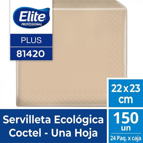 Papelería Servilleta Coctel Ecológica 24 x 24 cm -  Caja 3.600 un. SERVCOCKTAILECOE39*