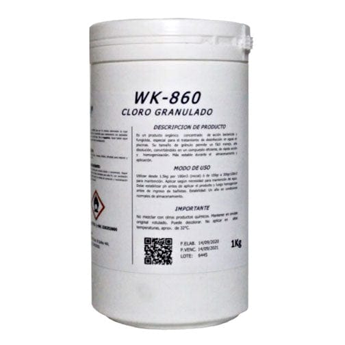 Químico Cloro Piscina Granulado 60-62% - Envase 1 KG
