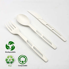 Cubiertos Cuchillo PLA Biodegradable Blanco - Pack 100 Un CUCHIBIOB20P*