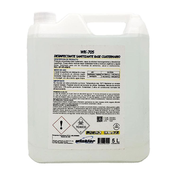 Químico Desinfectante Sanitizante En base a Amonio Cuaternario - Bidon 5 lts. DESINFECSANITI544*
