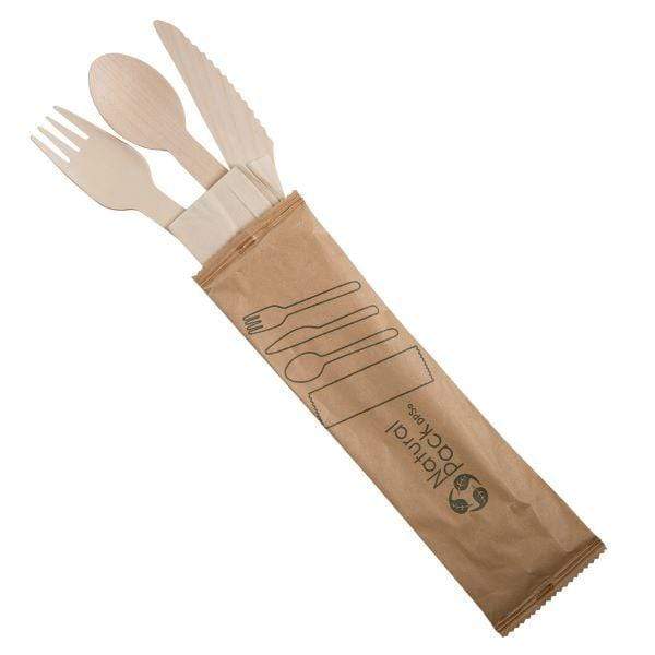 Cubiertos Kit Tenedor (Cuchillo + Cuchara + Servilleta) - 500 un KITMADERA71*