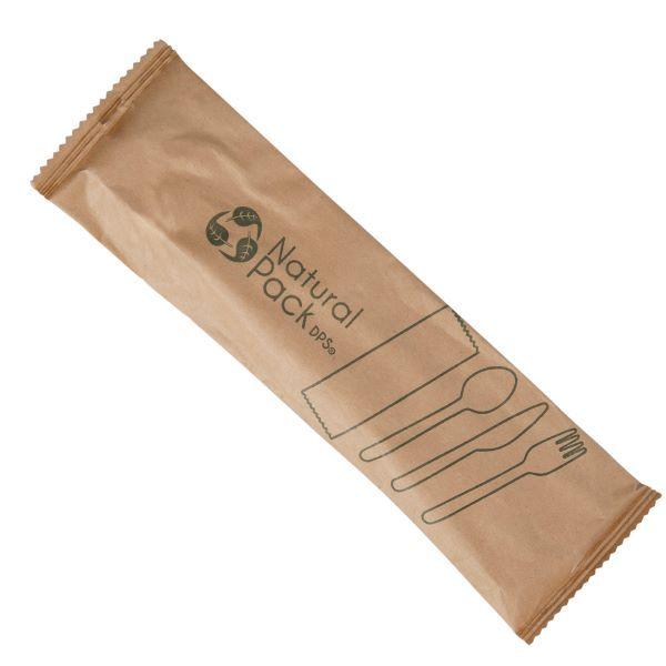 Cubiertos Kit Tenedor (Cuchillo + Cuchara + Servilleta) - 500 un KITMADERA71*