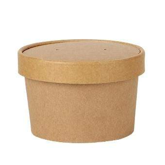 Envase Pote y Tapa Polipapel Kraft 240 cc (8 oz)  Sopa  - Caja 500 un POTEPOLIPA240KSCT*