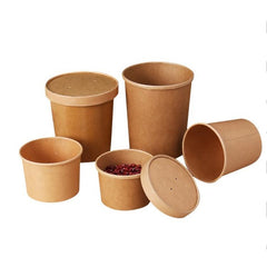 Envase Pote y Tapa Polipapel Kraft 500 cc ( 16 oz ) Sopa  - Caja 500 un POTEPOLIPA500KSCT*